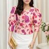 ZANZEA Women Casual Square Neck Summer 3/4 Sleeve Floral Blouse