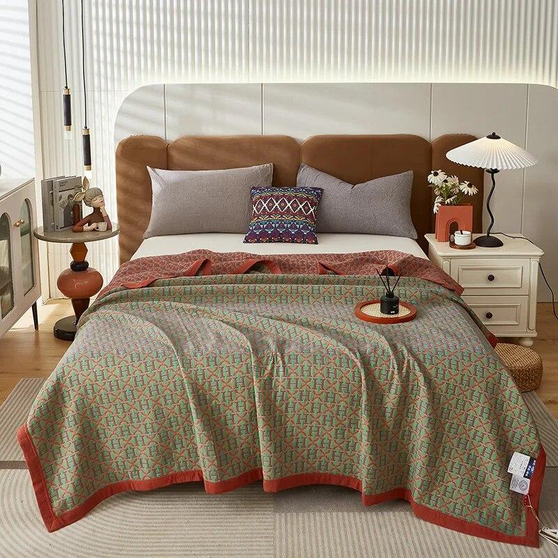 Хлопковое вязаное одеяло класса А для мамы и ребенка, тройное пряжа, многофункциональное покрывало, одеяло для кровати, мягкое одеяло с кондиционером