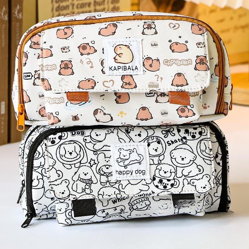 Пенал-капибара большой вместимости, пенал, сумка для ручек, пенал, сумка для ручек, сумка для карандашей, сумки для карандашей, зеленый пенал