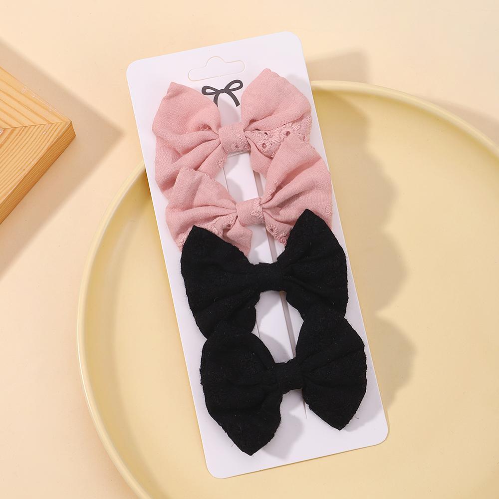 4Pcs/Set Sweet Hair Bows Hair Clip Children Lovely Bowknot Hair Pins for Baby Girls Hair Accessories Print Hollow Hairgripe Gift