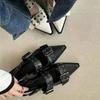 Fashion Slingback Shoes Gothic Chunky Heels Women's Pumps Rivet Street Style Medium Heel Punk Vintage Casual Sandals Spring Summer