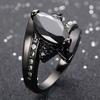 Rings Size 6-9 Black/Red Rhinestone Cut Crystal Women's Black Gold Color Wedding Jewelry Ring