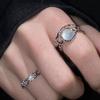 Кольцо из лунного камня в стиле легкой роскоши, женское открытое кольцо с бриллиантами, нишевый дизайн, простое кольцо, кольцо на указательный палец, набор из двух предметов, кольцо, нет.