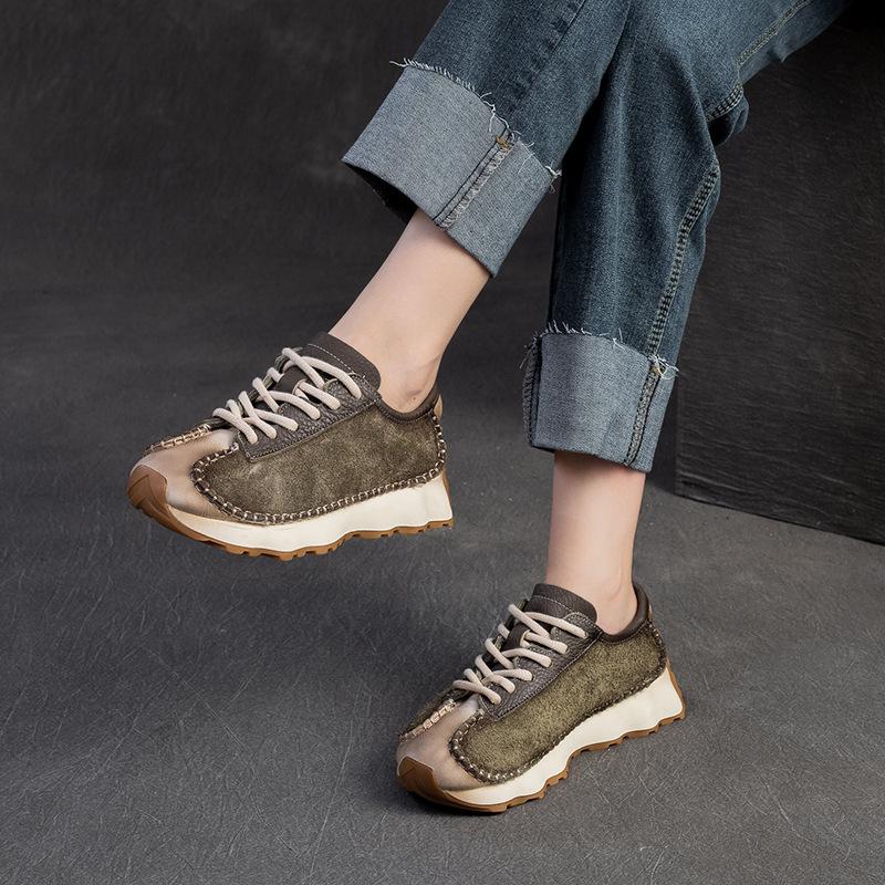 Fashion GKTINOO 2025 Autumn New Retro Round Toe Genuine Leather Sneakers Women's Shoes Casual Platform Soft Soled Sports Shoes