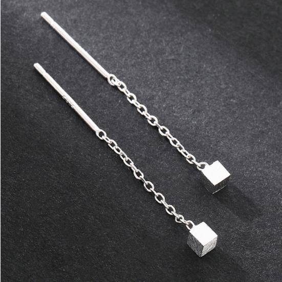 Женские маленькие геометрические кубические длинные висячие серьги-цепочки, ювелирные изделия для вечеринок