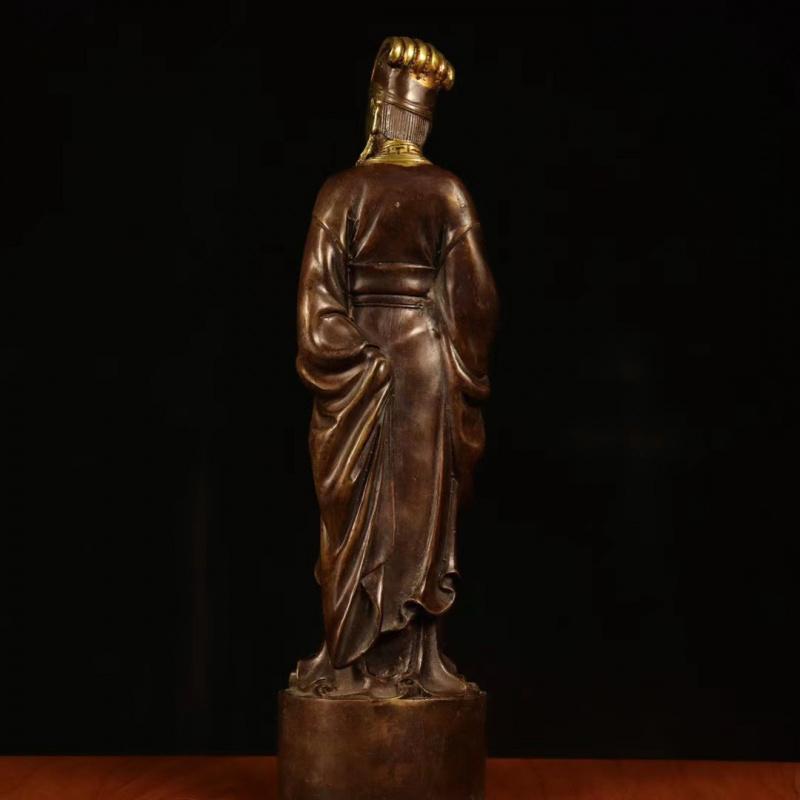 Латунная фигурка Лян Мастер Удун Чжугэ Кунмин Бронзовая статуя Домашний декор Благоприятное ремесленное изделие Подарок Офисное украшение