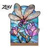 Floral Acrylic Display Stained Glass Style Table Centerpieces, & Landscape Pattern Modern Entryway Decor Tabletop Sign with Wood Base for Home Office