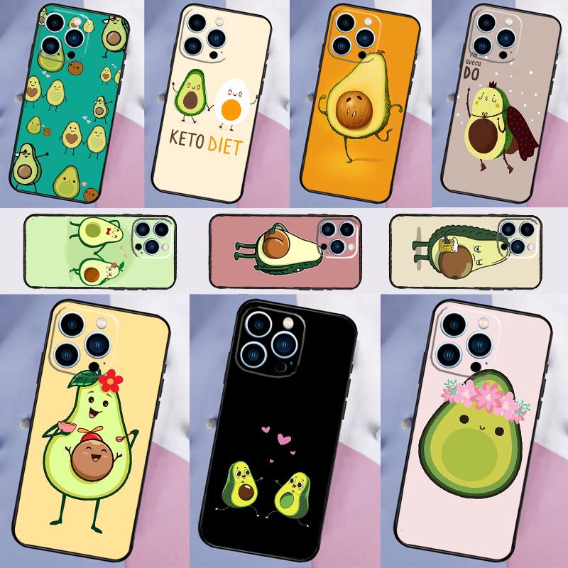 Cute Avocado Fruits Phone Case For iPhone 16 15 14 12 11 13 Pro Max 12 13 mini XR 15 16 Plus 16e Cover Shell