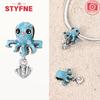 Silver 925 Pink Blue Zircon Sea Turtle Octopus Charm Beads For Bracelet for Women 925 Pendant Bead DIY Jewelry