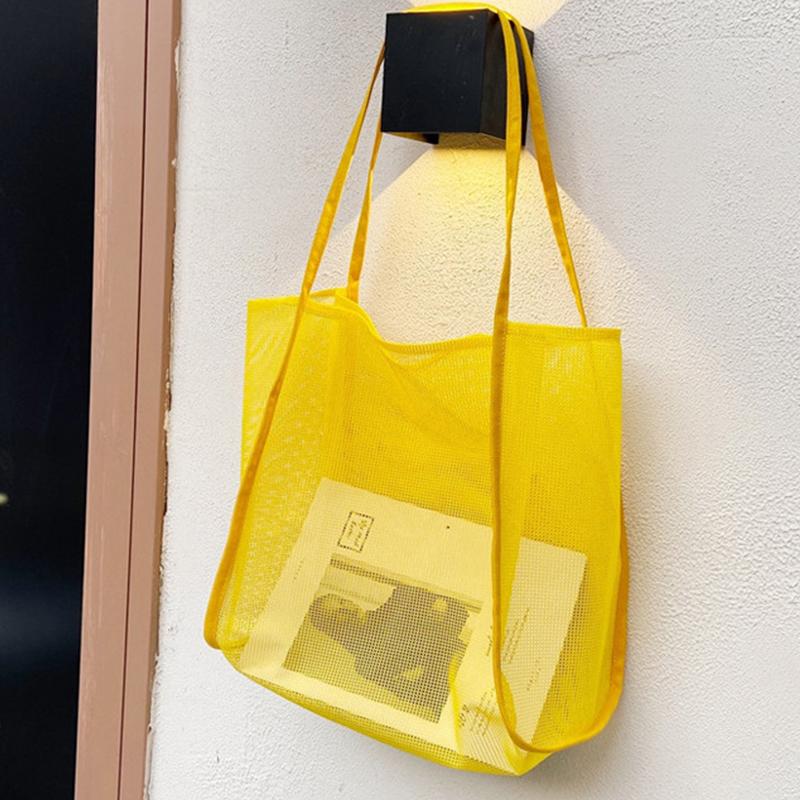 Mesh Hollow Out Tote Bag Women Trendy Women's Handbag Sandy Beach Shoulder Bag Large Capacity Canvas Shoping Girl Tote sac