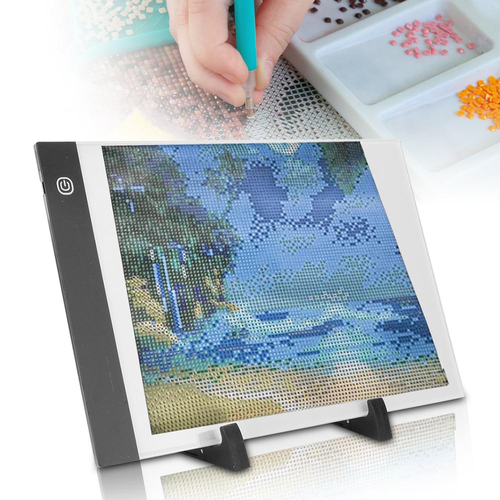 Набор из 6 предметов, алмазные инструменты для рисования, светодиодные художественные принадлежности, светящаяся панель, набор для переворачивания книг А4