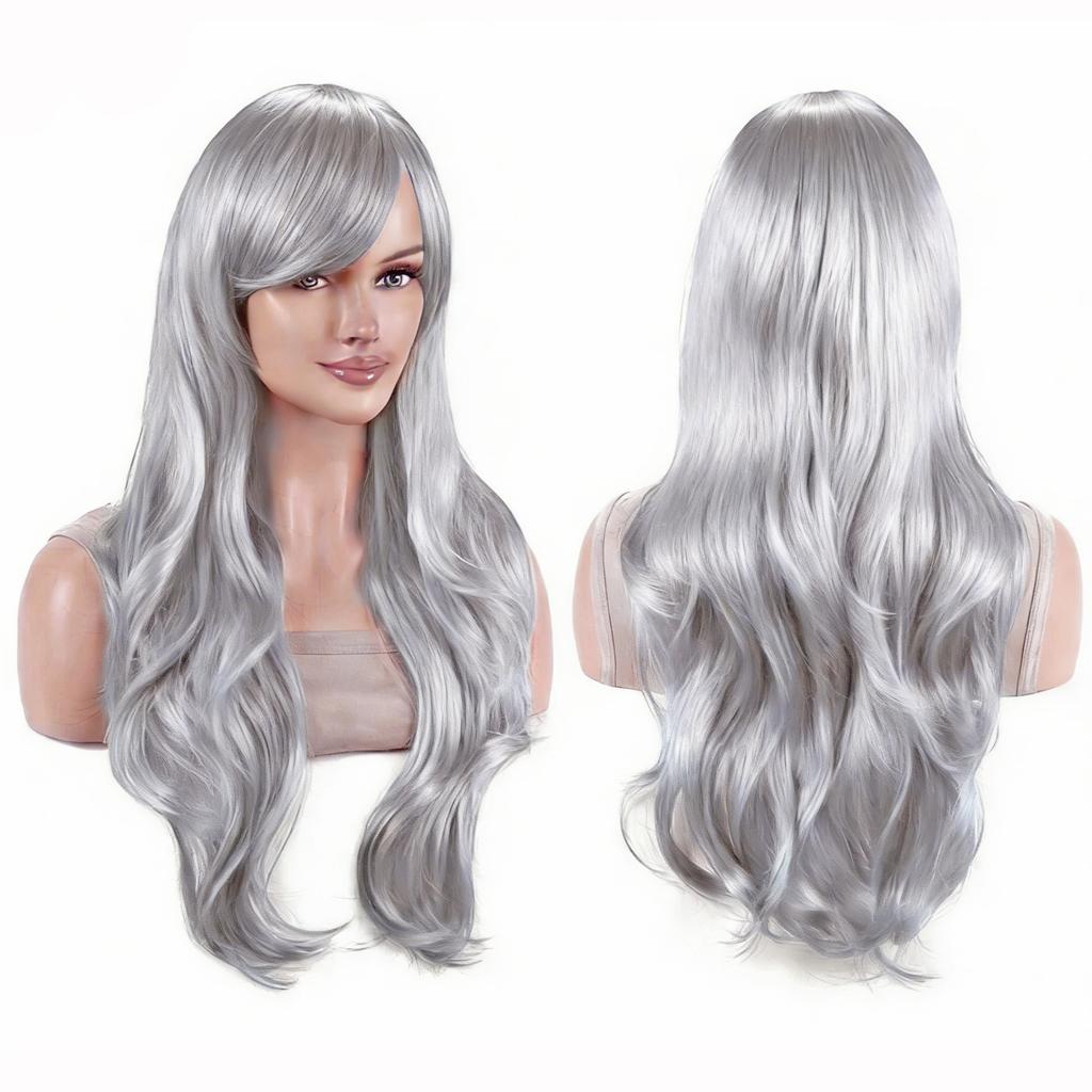 Synthetic Hair Long Wavy Purple Lolita Saeko Busujima Cosplay Wig Anime Wigs Misato Katsuragi Halloween Costume Wig for Girl