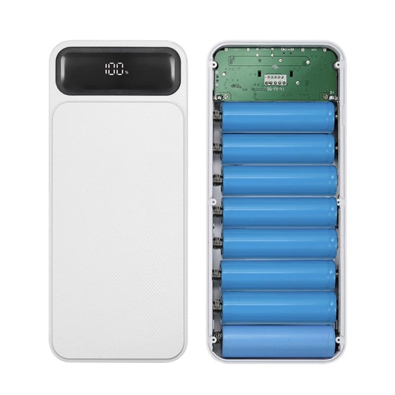 Держатель для батарей 18650 на 4/6/8/10 слотов, не требует сварки, порт для быстрой зарядки для DIY мобильного PowerBank, пластиковый корпус