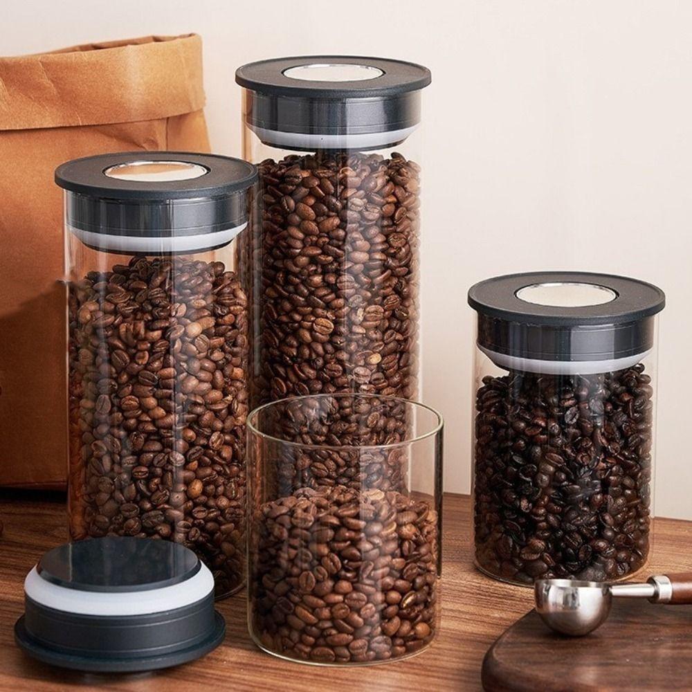 Press Type Vacuum Coffee Canisters Glass Tea Storage Container Food Storage Jar Grain Storage