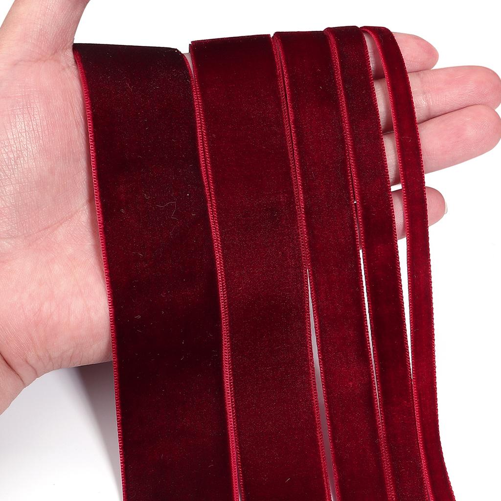 5yards/roll Velvet Ribbons Black Wine Red Color Single Face Flocking Webbing For DIY Christmas Crafts Wrapping Decoration