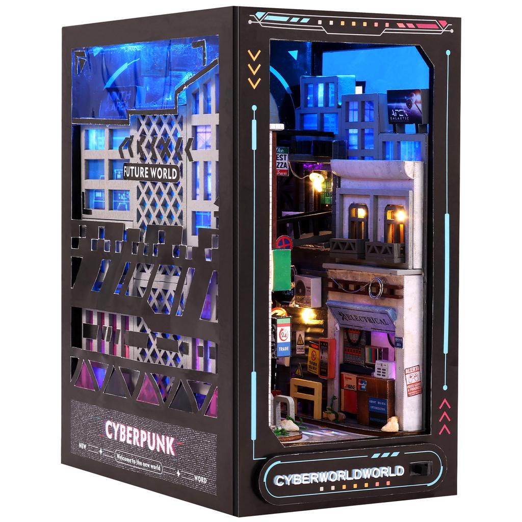 Набор для создания книжного уголка своими руками, 3D деревянная пазл-вставка в книжную полку, Декор со светодиодной подсветкой-сенсором, Миниатюрный домик-кукла, Набор для сборки для детей и взрослых