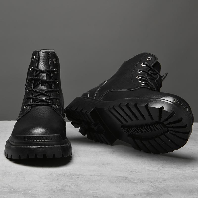 Новые осенне-зимние мужские ботинки с боковой молнией из натуральной кожи, теплые плюшевые мотоциклетные ботильоны, повседневная кожаная обувь