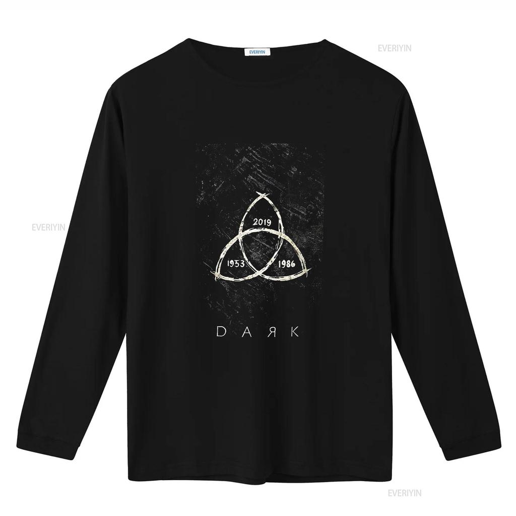 D A R K Series Черная футболка винтажная Стиранная с принтом модная Слегка дышащая Универсальная мужская Повседневный топ для ежедневной носки