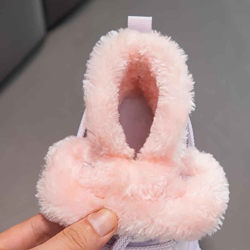 Cute Snow Boots Warm Cozy Girls Winter Snow Boots High Top Sneakers Elastic Lace Closure Fleece Lined Outdoor Fun