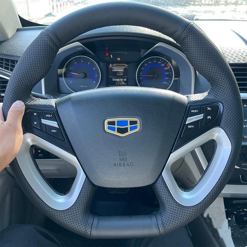Натуральная кожаная оплетка руля для Geely Emgrand 14-16, Новый Emgrand EV, Полная оплетка, Ручная работа