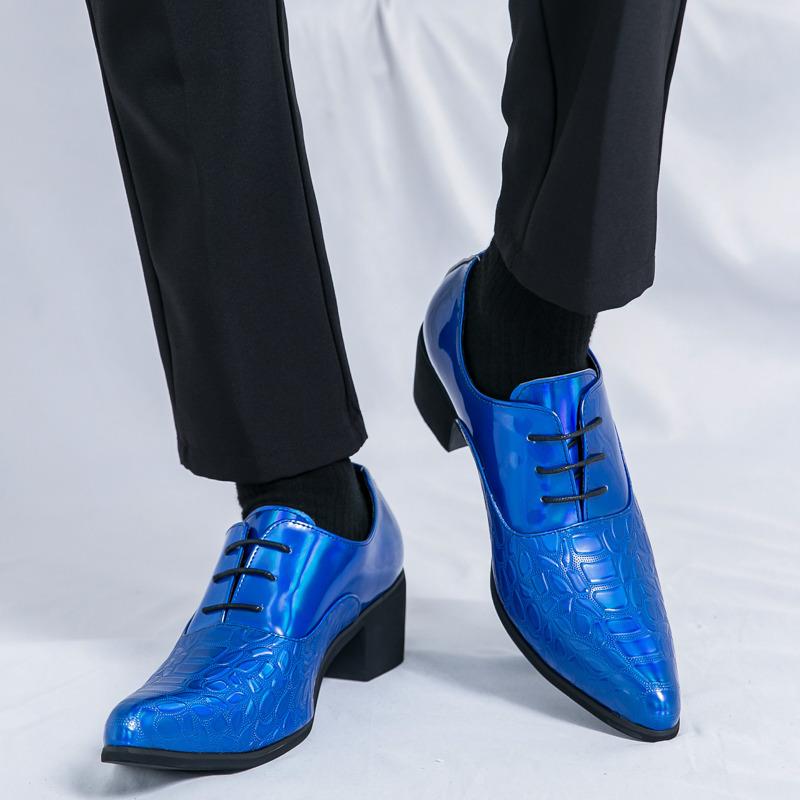 Luxury Golden Man Patent Leather Shoes Big Size 46 Height-increasing High-heel Dress Shoes Men Pointed Toe Formal Shoes for Men