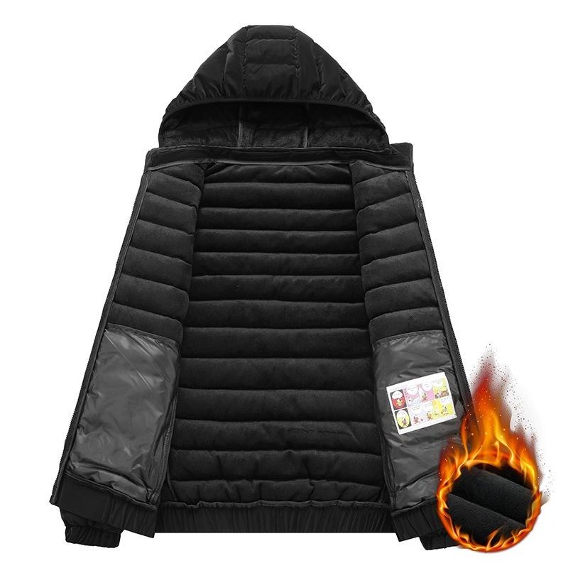 Легкая тонкая секция служебной хлопковой куртки, мужские модели, зима, простая однотонная, съемный капюшон, утолщенная куртка с капюшоном