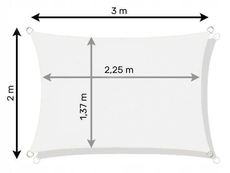 Waterproof sun sail awning blue rectangle 3x2m uvblok