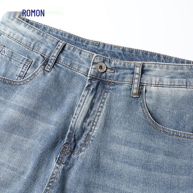 ROMON Мужские прямые джинсы из 95% гребенчатого хлопка с эластаном