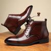 Fashion Luxury Men Leather Boots Brand Pointed End Formal Dress Boots Classic Business Casual Boot Lace-up Ankle Boots for Men Botas2025
