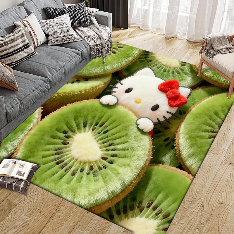 Hello Kitty2 Flannel Pattern Square Carpet,Area Rug,Carpet Rug for Living Room Bedroom Sofa Playroom Decor,Non-slip Floor Mat