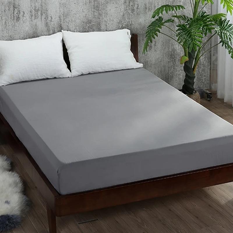 Solid Color Fitted Sheet Breathable Bedsheet Mattress Protective Cover Soft Bedding Non-slip Bed Cover Suitable for Home Master Bedroom Guest Bedroom