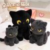 Сидящая кукла черного кота Плюшевая игрушка Подушка для сна Тряпичная кукла Кукла кота Угольный шарик Подарок на день рождения Мужская