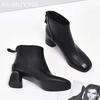 Ankle Boots Leather Winter Women Shoes Square Toe High Heels Designer Shoes 2025 Trend Classic Chunky Pumps Chelsea Botas Mujer
