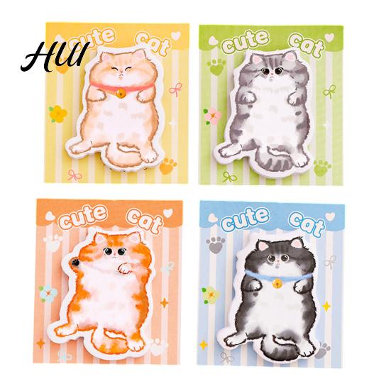 Soft Texture Notepad 4Pcs Cat-Shaped Notes Pad Set Cute Self-Adhesive Memo Pads for Color Students Office Writable Peel-off Reminders Journaling Gifts