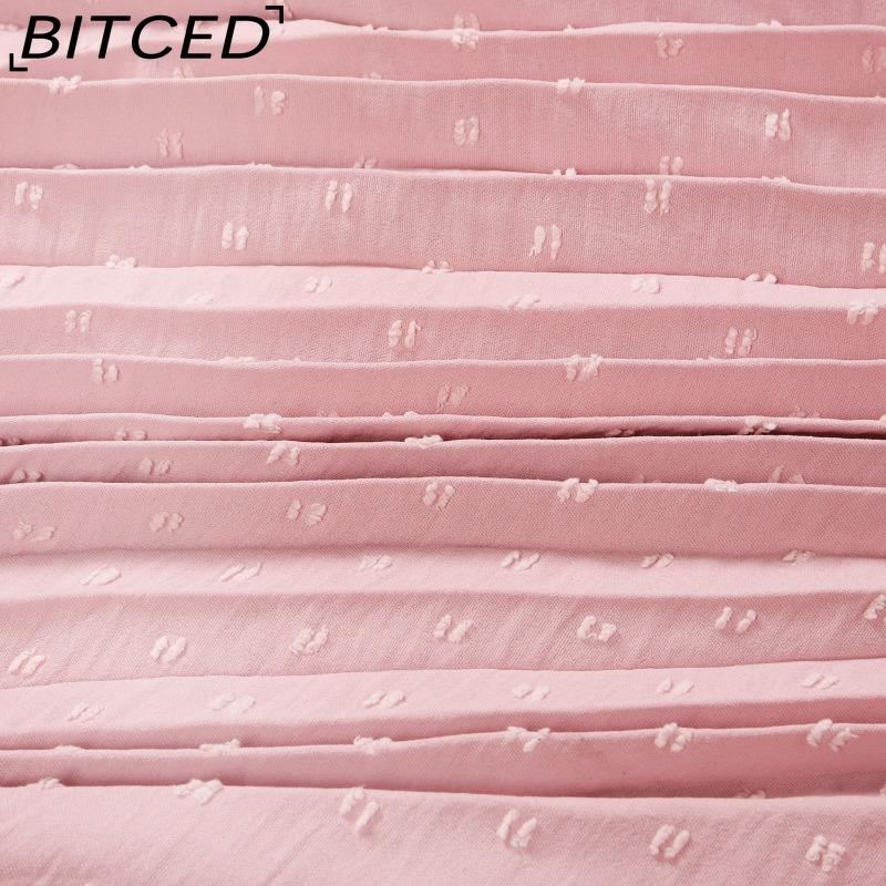 BITCED Платье с высокой талией, плиссировкой и бахромой, с завязкой, летнее платье без рукавов, повседневное платье для отпуска и путешествий