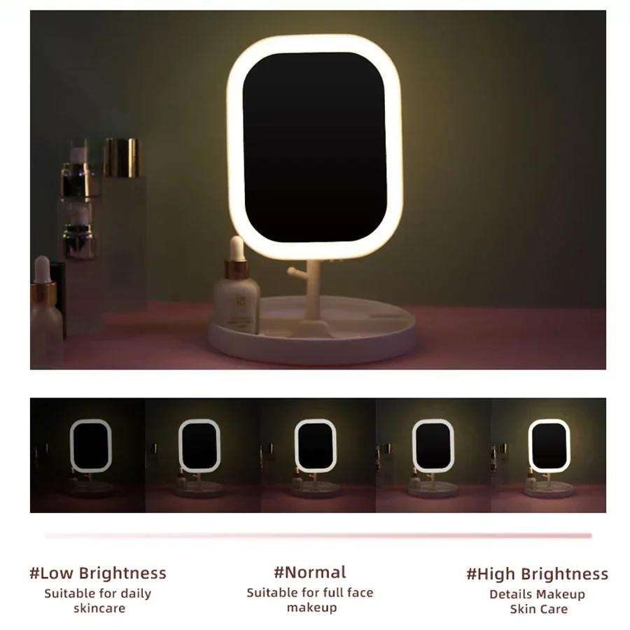 Светодиодное сенсорное зеркало для макияжа, перезаряжаемое через USB, гибкая подсветка, 3 цветовых режима, инструмент для макияжа, подсветка для ванной