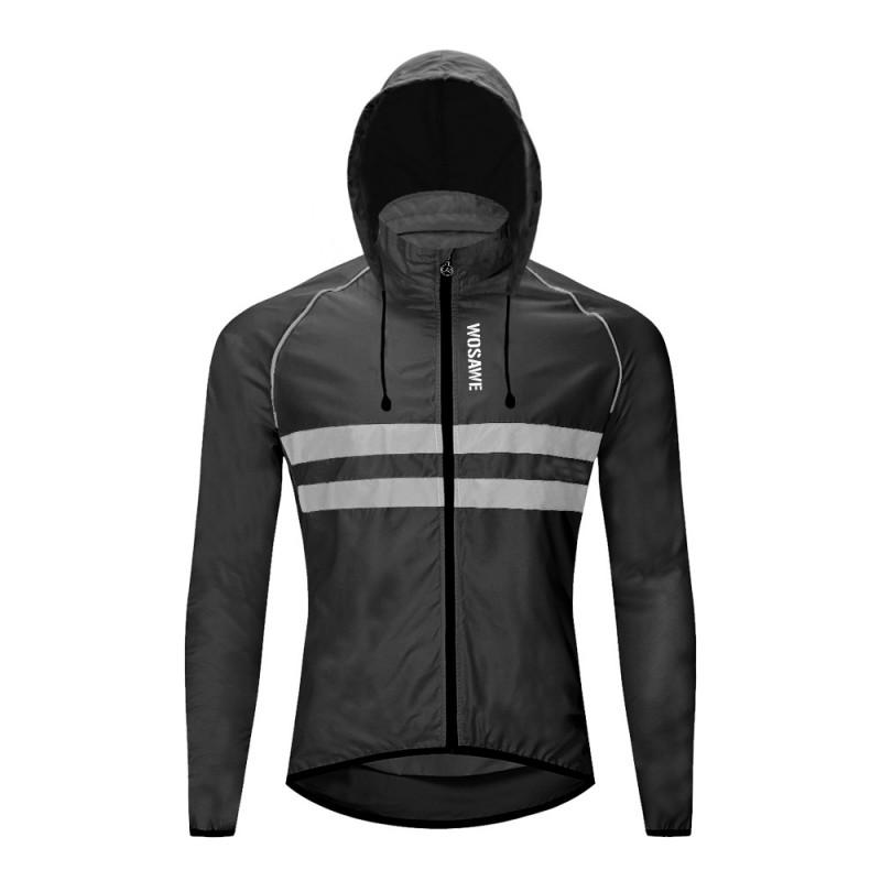 1 Mens Lightweight Reflective Windbreaker Hooded Water-Resistant Packable Cycling Jacket MTB Commuting Bike Riding