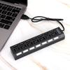 7-портовый USB-хаб Док-станция Черный 480 Мбит/с с переключателем для защиты от перегрузки по току 7 портов Черный