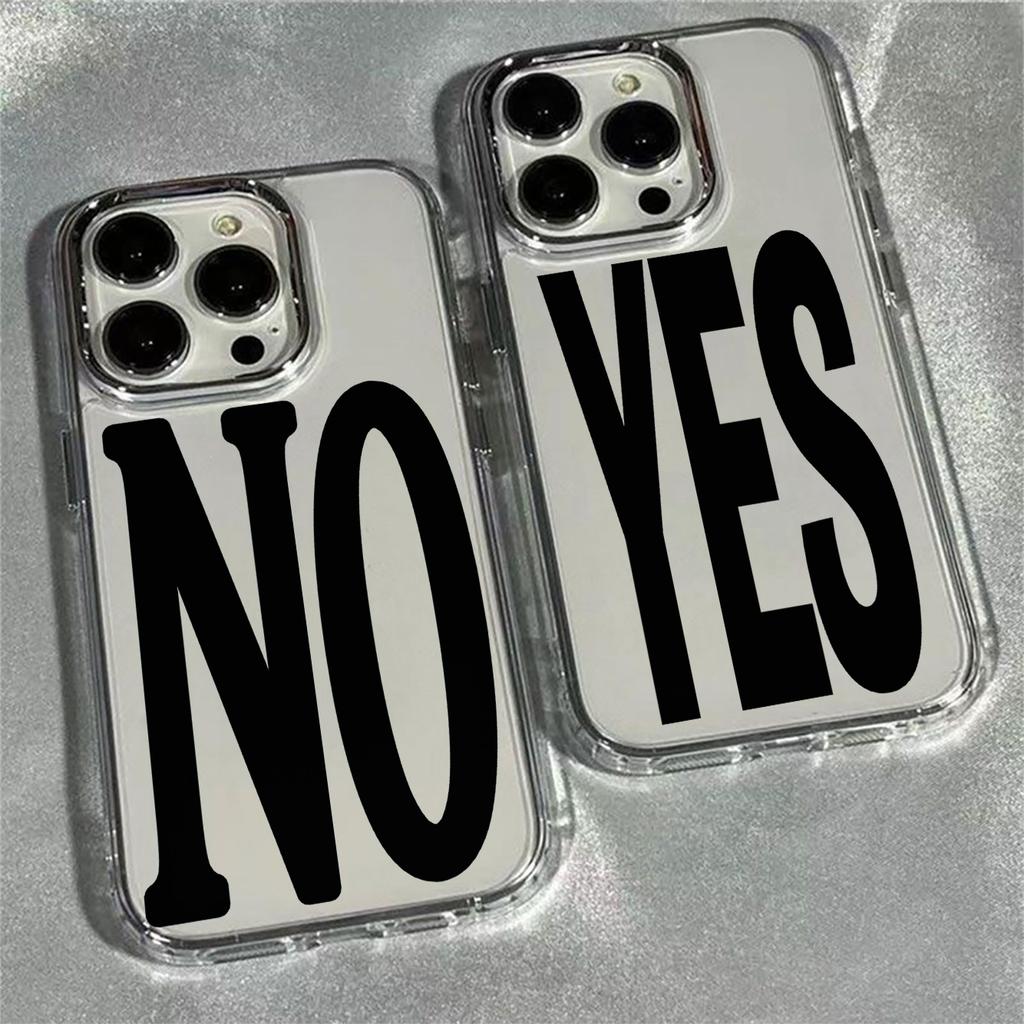 Black White Letters NO and YES Phone Case for Samsung Galaxy A73 A16 A06 A35 A55 A25 A05S A15 A56 A54 A36 A34 A24 A26 A04 4G 5G
