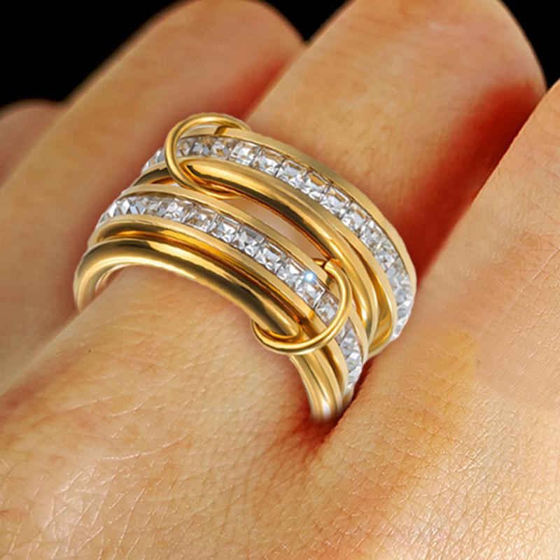 4 шт. Набор колец Spinelli Kilcollin для женщин, роскошное модное кольцо из нержавеющей стали с блестящим цирконом, набор колец для ношения вместе, ручная работа, циркон