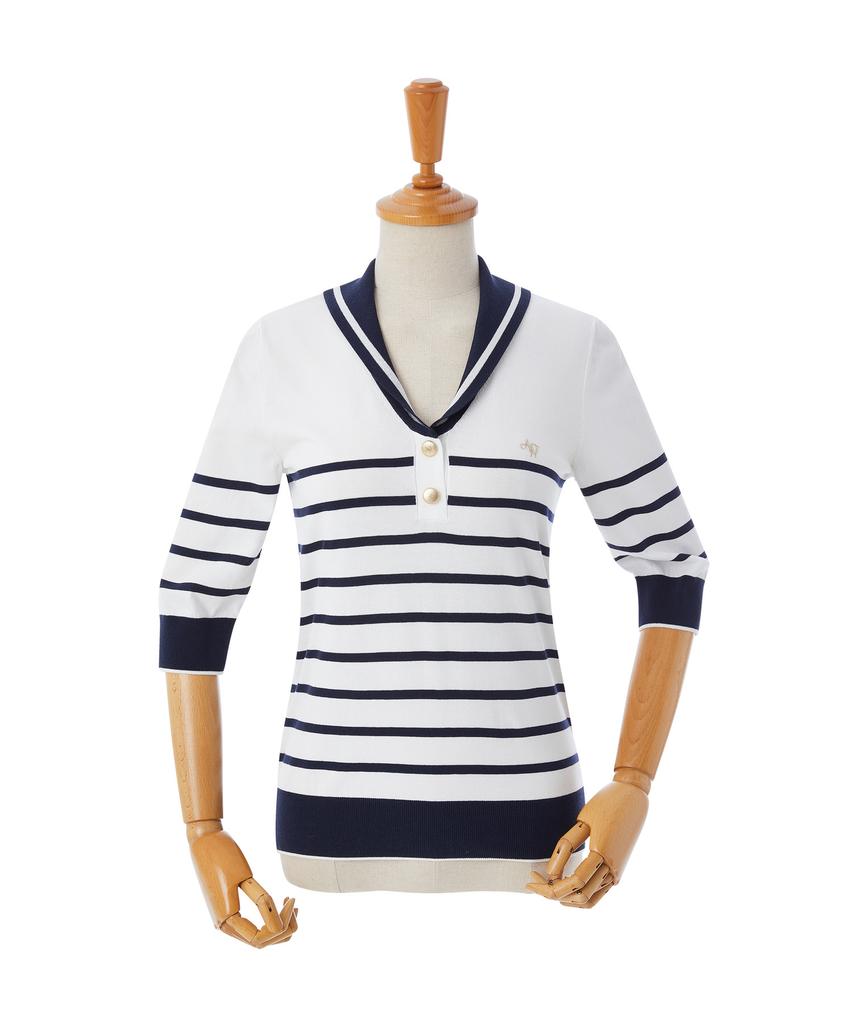 AOW Stripe Sailor Collar Knit