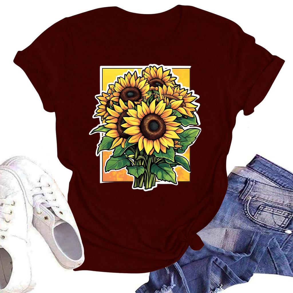 Женская повседневная свободная футболка с принтом, круглый вырез, пуловер, короткий рукав, топ