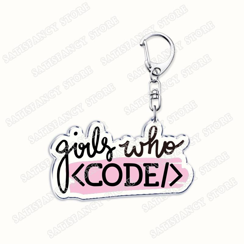 Funny Code Like A Girl Programmer Keychain for Accessories Programming Developer Computer Keyring Jewelry Fans Friends Gifts