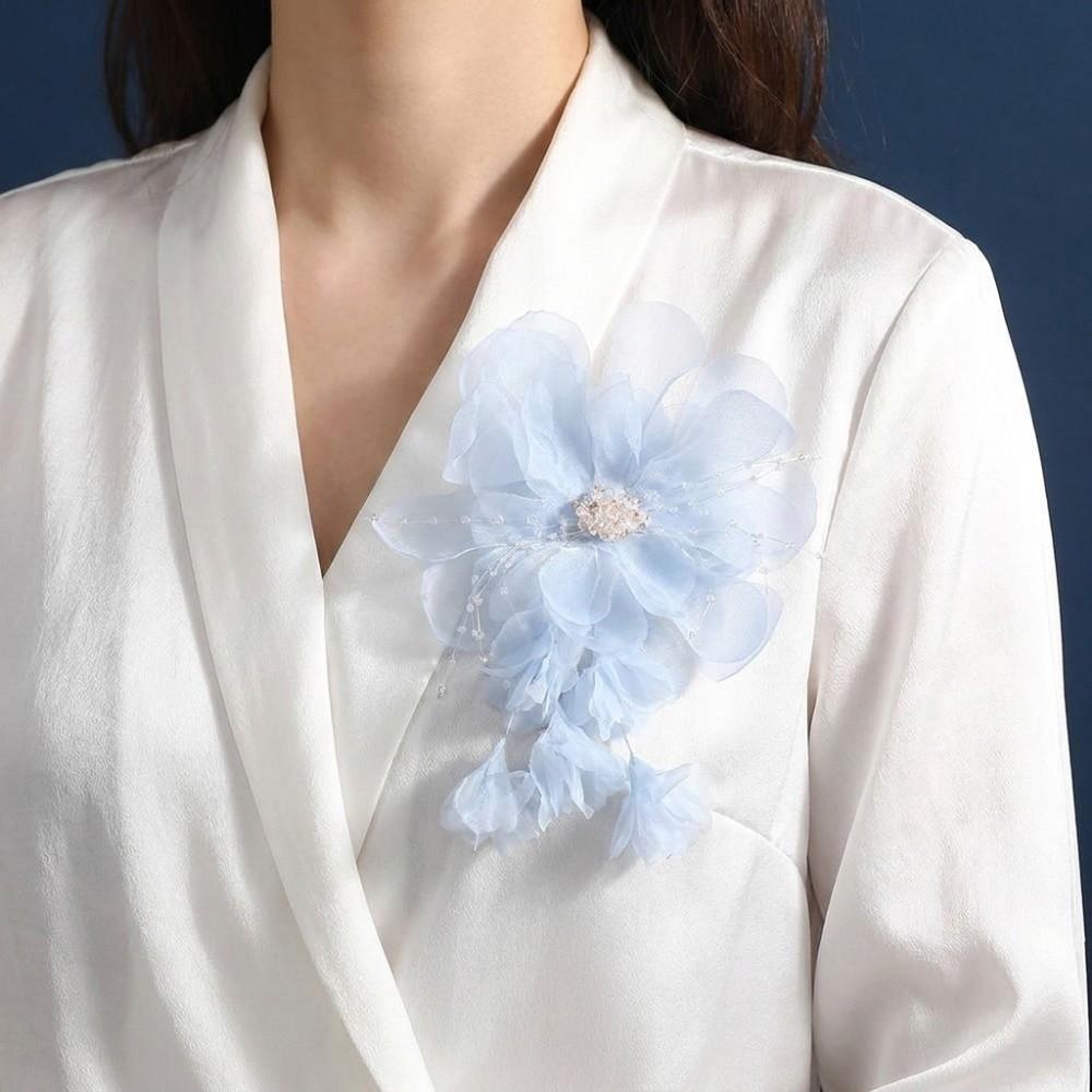 Embroidered Handmade Flower Brooch Reusable Corsage Pin Fairy Hair Accessories Wedding