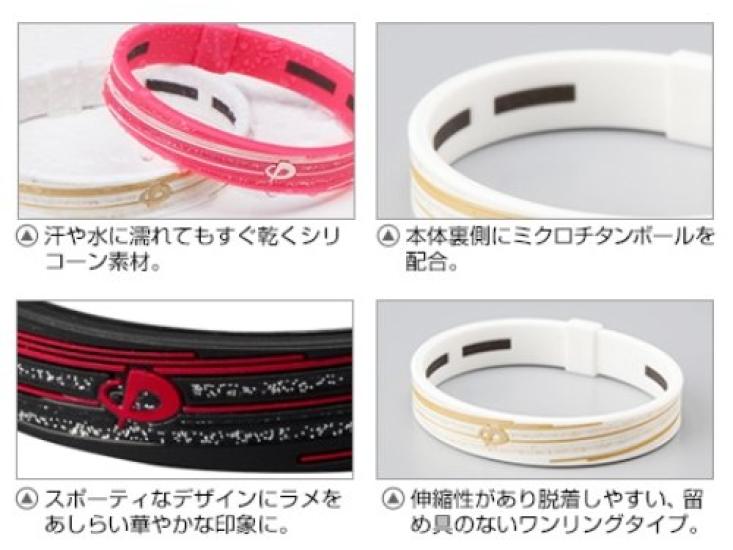 Браслет phiten RAKUWA Браслет S Силиконовый Slash Line Lame Type 15 см Розовый/Белый