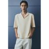 Рубашка поло HM Regular Fit с V-образным вырезом, кремовая