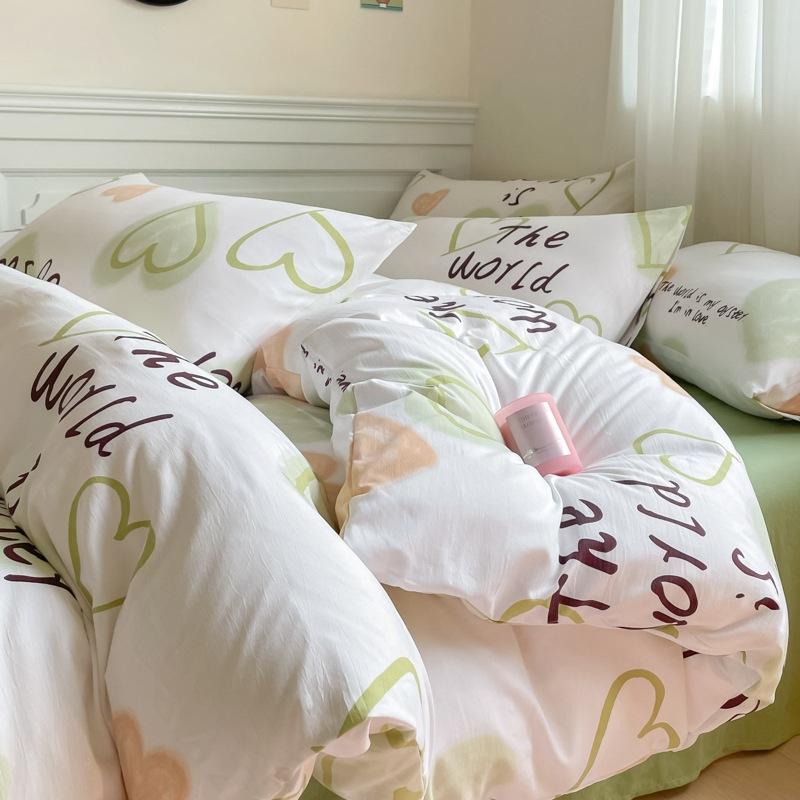 Маленький комплект из четырех предметов из свежевыстиранного хлопка, постельное белье, пододеяльник, комплект из трех предметов для односпальной кровати в общежитии