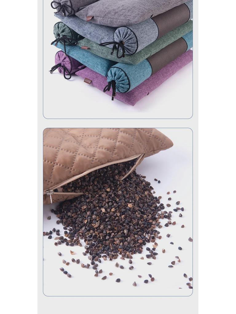 Cervical Pillow for Vertebra Support: Buckwheat & Cassia Seed Sleep Aid, Curvature Corrector Round Pillow