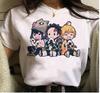 Kawaii Casual Anime Demon Slayer Kimetsu No Yaiba Graphics Female T-Shirt Summer Loose Blouse White Tees O-Neck Women Goth Tops