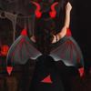 3Pcs/Set Demon Horn Hair Band Halloween Cosplay Props Funny Demon Wings Set  Costume Party